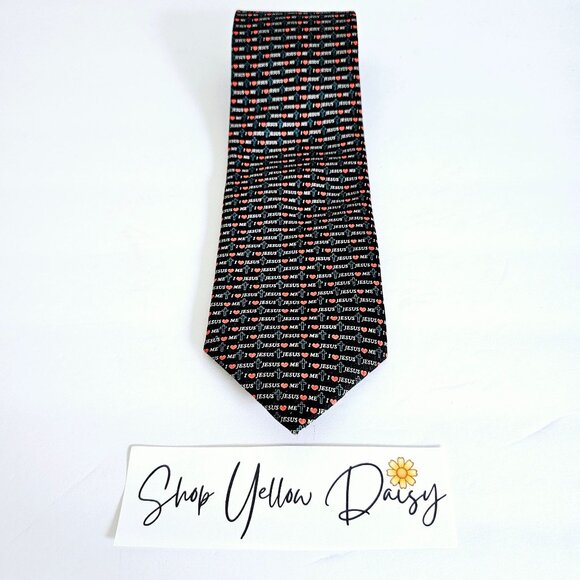 Jonathan Rogers Hand Made Silk Tie With "Jesus Loves‎ Me" Print~T172.3 - Picture 1 of 5